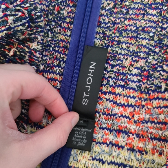 St. John Ellah Tweed Knit Multicolor Dress Size 14 - Picture 8 of 9